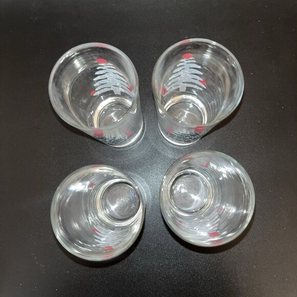 Furio Christmas Tree HIGH BALL Tumblers Glasses Green Sponge Lot of 4 Holiday - Picture 5 of 6